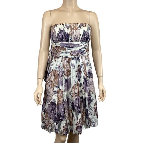 BCBGMAXAZRIA Strapless Silk Dress Multicolor Size 8 Women's‎ Elegant Party Dress - Picture 1 of 9